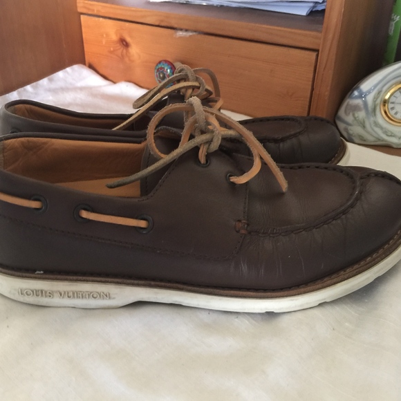 LOUIS VUITTON LV CUP 36.5-6 BROWN LEATHER LOAFERS MOCCASINS SLIDES BOAT SHOES - Picture 1 of 10